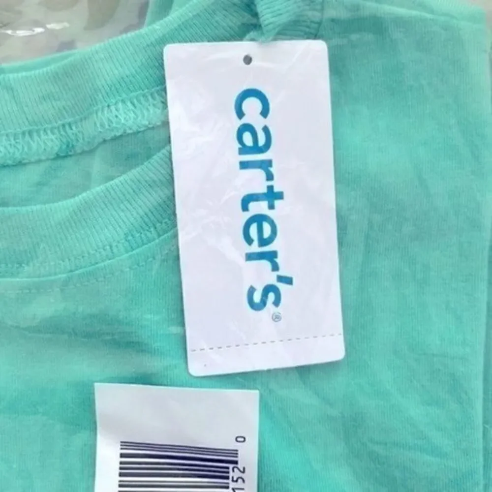 Carter’s Kid Boy tee jersey 8 print animal long sleeve mint green NWT